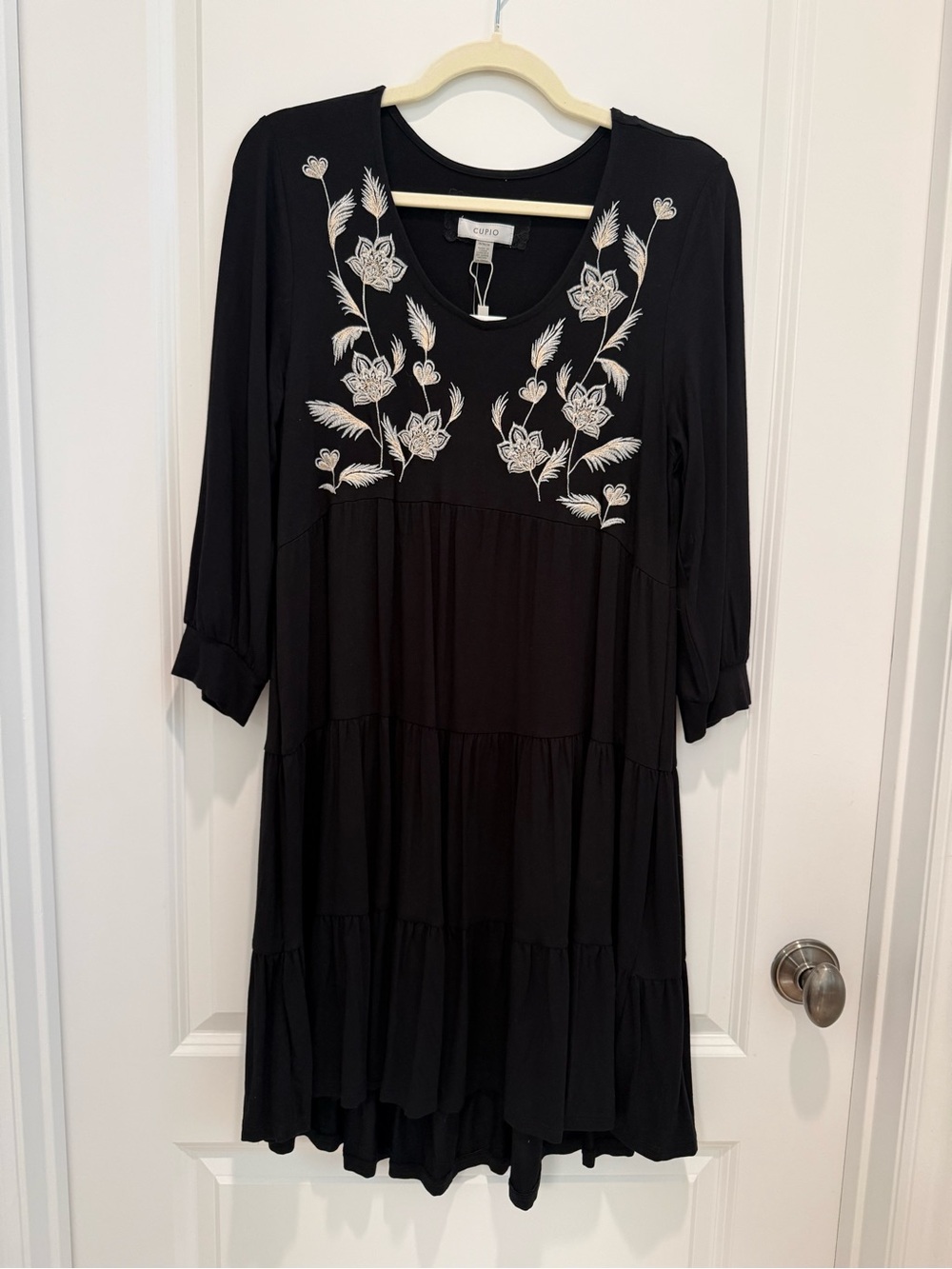 Cupio Black Embroidered Tiered Dress NWT-M
